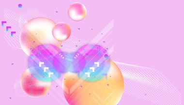 Soyut fütüristik arka plan Yılbaşı 3d renkli topları vektör illüstrasyon inci nazik pastel tonları