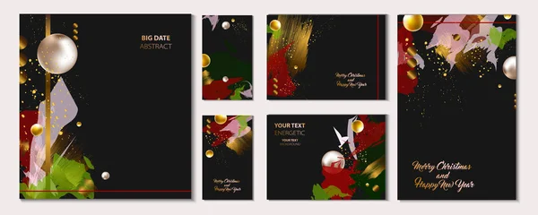 Elegante Weihnachts Kreativ Karten Vorlagen Set Sammlung Von Design Einladungen — Stockvektor