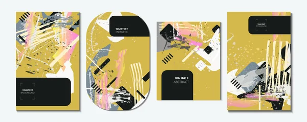 Elegante Kreative Kartenvorlagen Sammlung Romantischer Einladungen Mit Goldener Abstraktion Hintergrundfarbe — Stockvektor