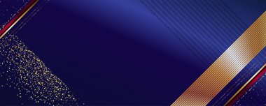 Soyut altın arka plan lüks koyu mavi ve altın çizgi şablon premium vektör