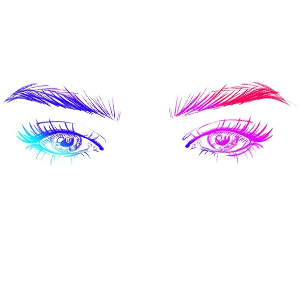 Stylish illustration of a beautiful and expressive eye and eyebrow close-up colorful gradient — Stock Photo, Image