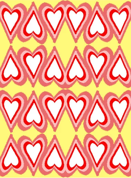 Randiga hjärtan på en gul bakgrund illustration — Stockfoto