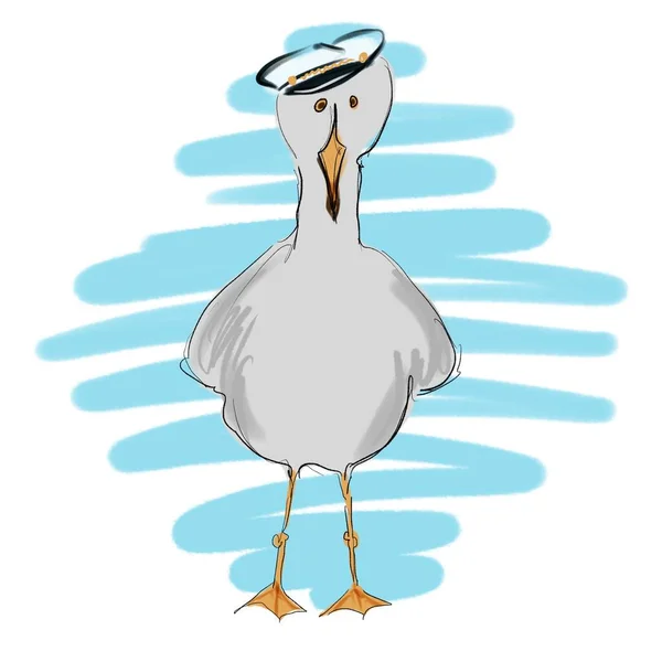 Cute funny illustration of seabird seagull — Stock Photo, Image