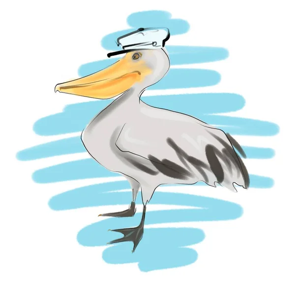 Słodkie śmieszne Pelikan ptaków morskich ilustracja Obraz Stockowy