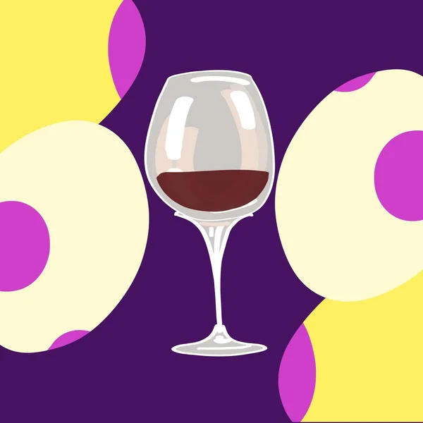 Illustration colorée d'un verre avec un verre sur un fond abstrait lumineux pop art — Photo