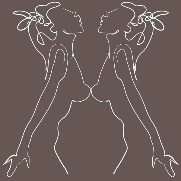 Elegante ilustração elegante esboço em de twince sexual feminino corpo — Fotografia de Stock