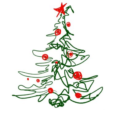 Renkli bir Noel ağacı çizimi.