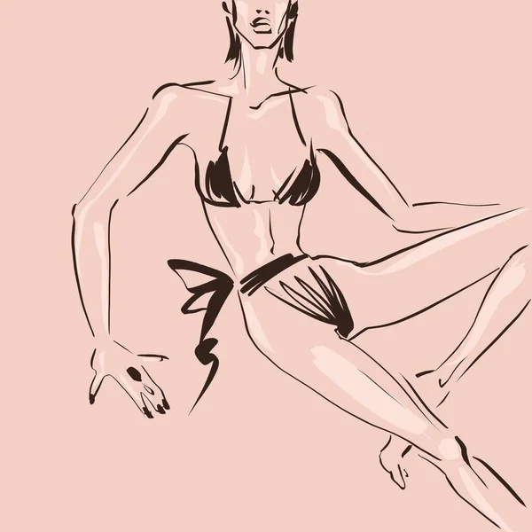 Elegante ilustração elegante esboço do corpo feminino sexual em roupa interior Imagem De Stock