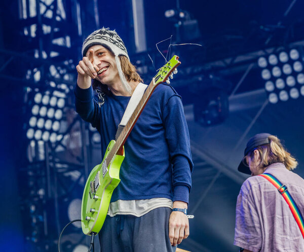 DIIV performing on stage during  music festival