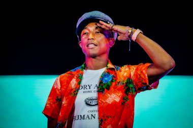 Pharrell Williams performing on stage during  music festival