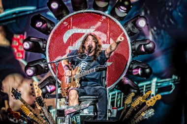 Foo Fighters performing on stage during  music festival