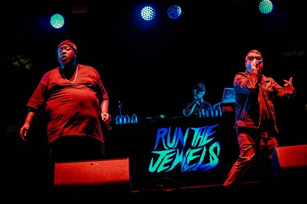 Run Jewels Vystupovali Pódiu Během Hudebního Festivalu — Stock fotografie