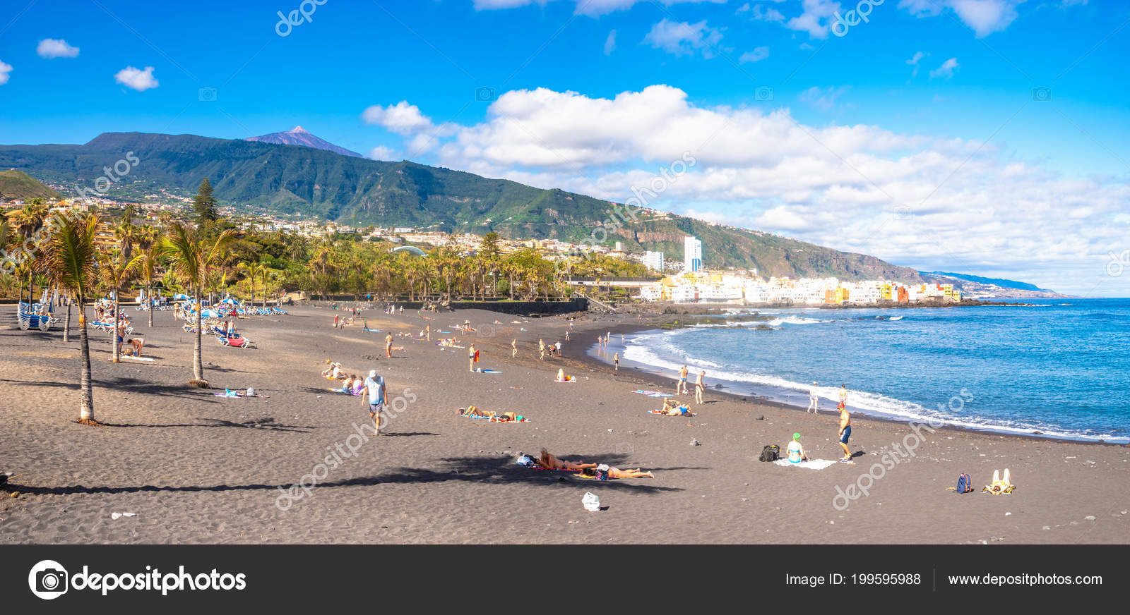 Volcanic Playa Jardin Beach Puerto Cruz Spain Distance Teide