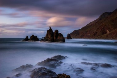 deniz manzara, dinamik günbatımı okyanus. Benijo Tenerife