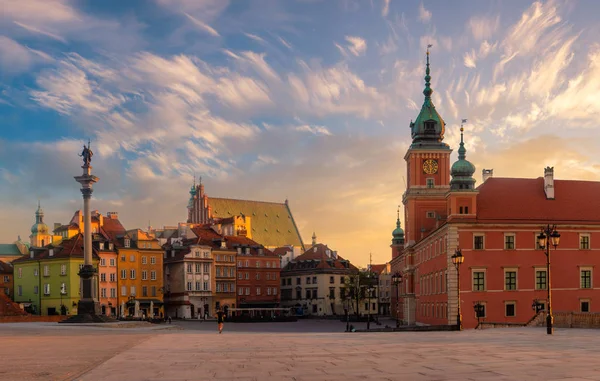 Warszawa Zamek Królewski Starego Miasta Zachodzie Słońca — Zdjęcie stockowe