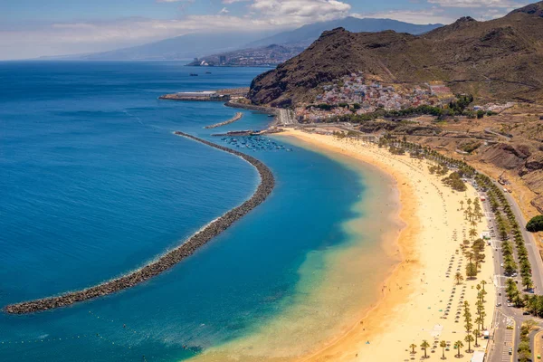 Playa Las Teresitas Uma Famosa Praia Perto Santa Cruz Tenerife — Fotografia de Stock
