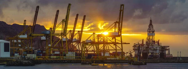 Salida Del Sol Sobre Puerto Comercio Marítimo — Foto de Stock