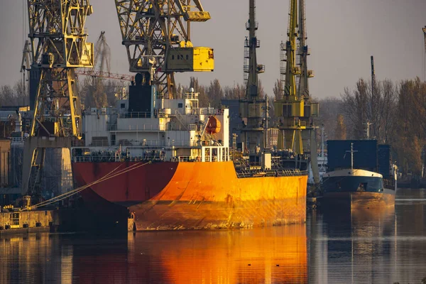 Javítás Hajógyár Quay Szczecin Lengyelország — Stock Fotó