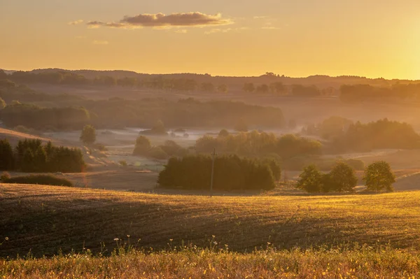 Vista Panoramica Campi Prati Mattino Sole — Foto Stock