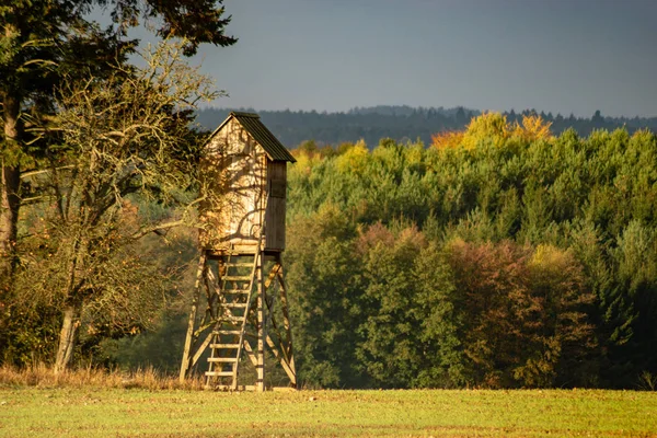 Torre Caza Borde Del Bosque Paisaje Otoño —  Fotos de Stock