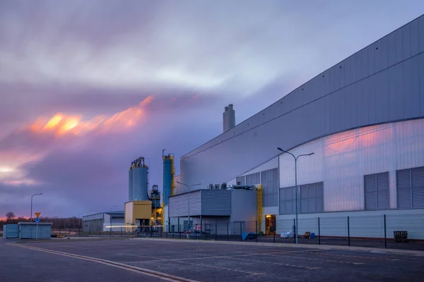 Construcción Una Planta Incineración Residuos Moderna Una Incineradora Respetuosa Con — Foto de Stock