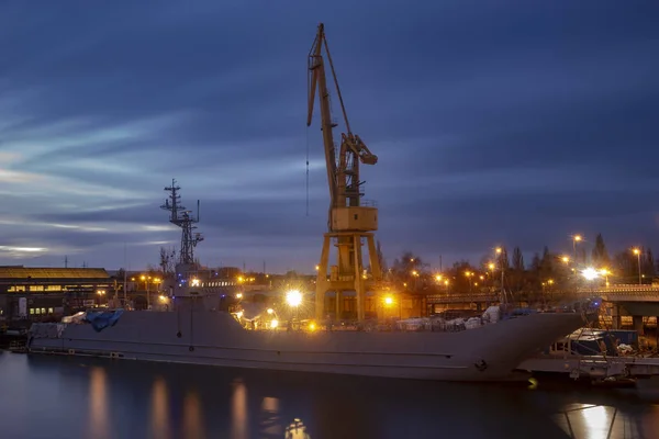 Oorlogsschepen Scheepswerf Szczecin Polen — Stockfoto