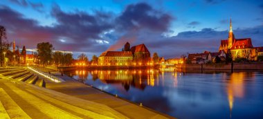 Panoraması, eski şehrin tarihi Wroclaw, Polonya