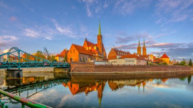 Panoraması, eski şehrin tarihi Wroclaw, Polonya