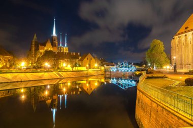 Panoraması, eski şehrin tarihi Wroclaw, Polonya