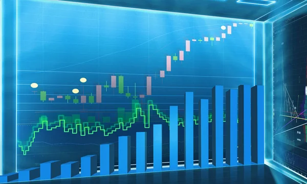 Gyertya Bot Graph Diagramra Tőzsdei Befektetések Kereskedelme Digitális Információs Képernyő — Stock Fotó