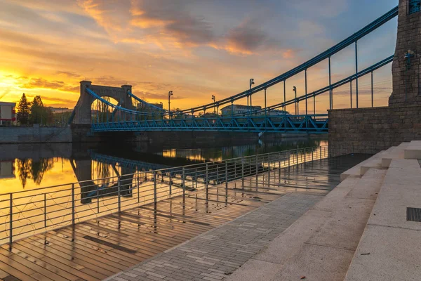 Wroclaw Polónia Ponte Grunwaldzki Oder River — Fotografia de Stock