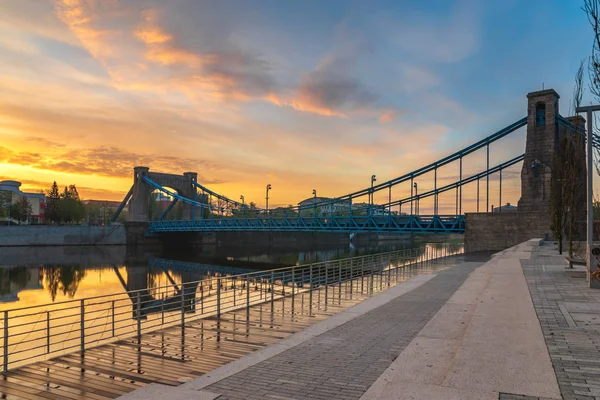 Wroclaw Polónia Ponte Grunwaldzki Oder River — Fotografia de Stock