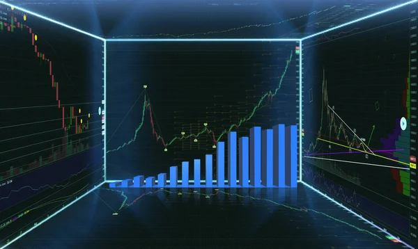 Gyertya Bot Graph Diagramra Tőzsdei Befektetések Kereskedelme Digitális Információs Képernyő — Stock Fotó