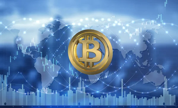Bitcoin Trading Borsa Concetto Investimento Mercato Azionario — Foto Stock