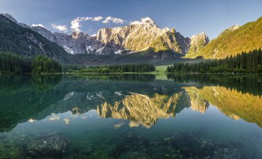 Scenic view of mountain lake in Italian Alps