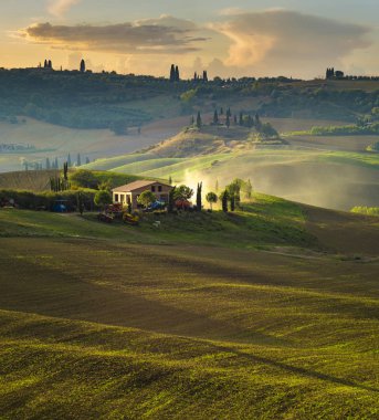 ünlü doğal görünümü Tuscan manzara güneş doğarken