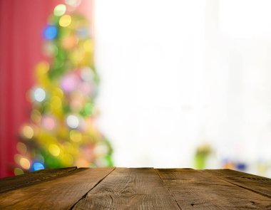 Noel tatil arka plan boş ahşap masa ile