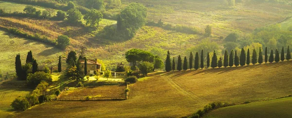 Vista Panorâmica Paisagem Toscana Nascer Sol Pienza Itália — Fotografia de Stock