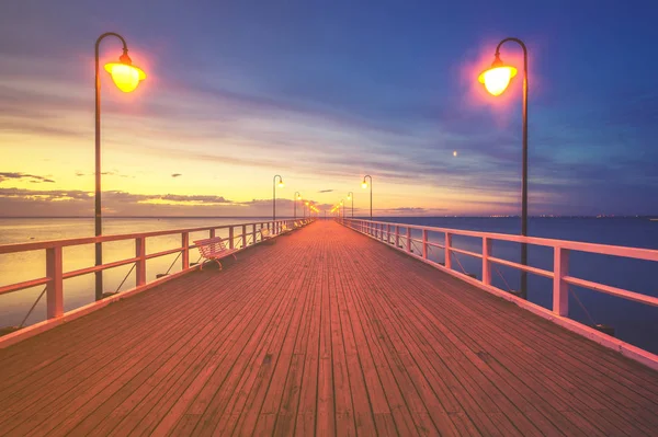 Jetty Mar Báltico Atardecer Invierno — Foto de Stock