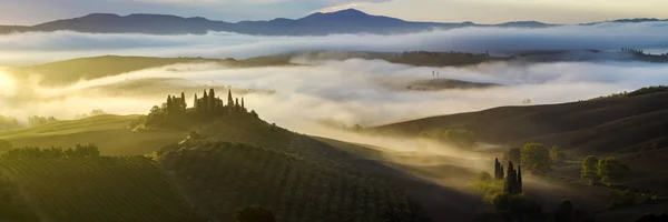 Scenic View Tuscan Landscape Sunrise Pienza Italy — Stock Photo, Image
