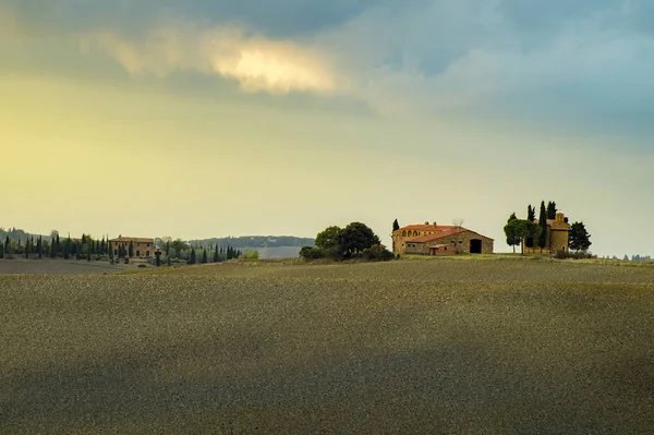 Vista Panorâmica Paisagem Toscana Nascer Sol Pienza Itália — Fotografia de Stock