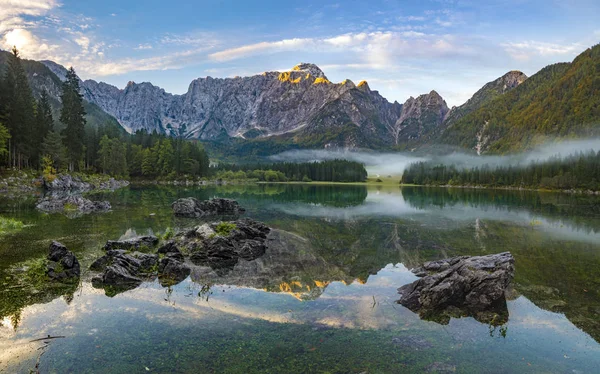 scenic view of mountain lake in Julian Alps in Italy