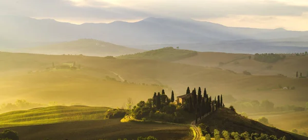 Γραφική Θέα Του Tuscan Τοπίου Στο Sunrise Pienza Ιταλία — Φωτογραφία Αρχείου