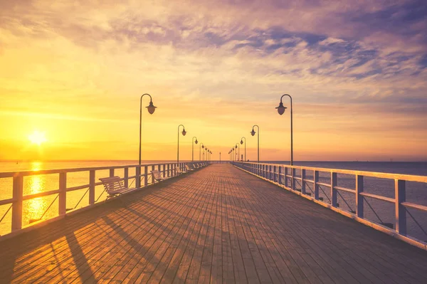 Jetty Baltic Sea Sunset Winter — Stock Photo, Image