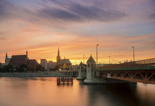 Szczecin Polônia Setembro 2016 Panorama Cidade Velha Noite — Fotografia de Stock