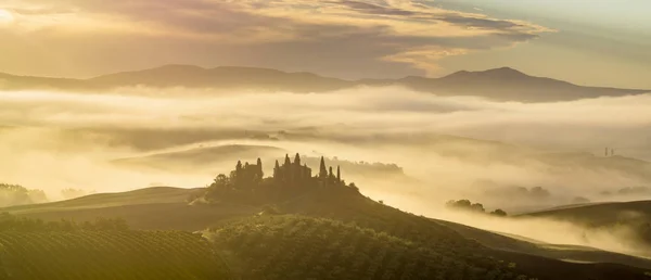 Мальовничим Видом Тосканський Краєвид Сході Сонця Піенца Італія — стокове фото