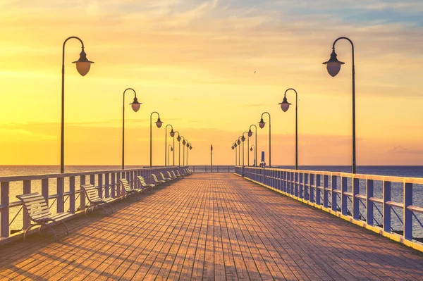 Jetty Baltic Sea Sunset Winter — Stock Photo, Image