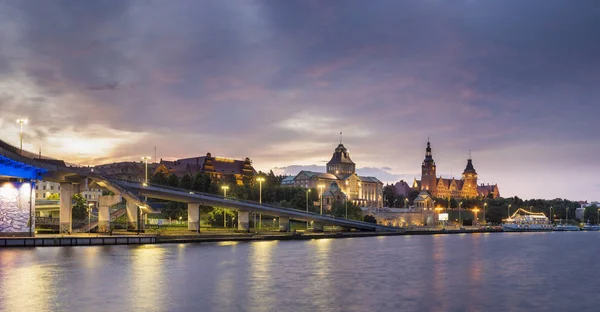 Szczecin Pologne Septembre 2016 Panorama Vieille Ville Soir — Photo