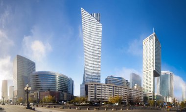 Varşova, Polonya, Ekim 2016: Varşova şehir gökdelenler ile 