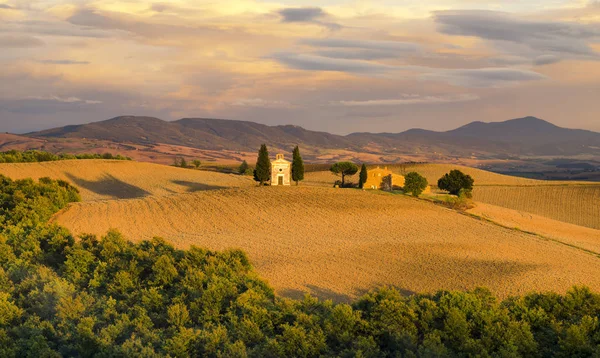 Vista Panoramica Del Paesaggio Toscano All Alba Pienza Italia — Foto Stock